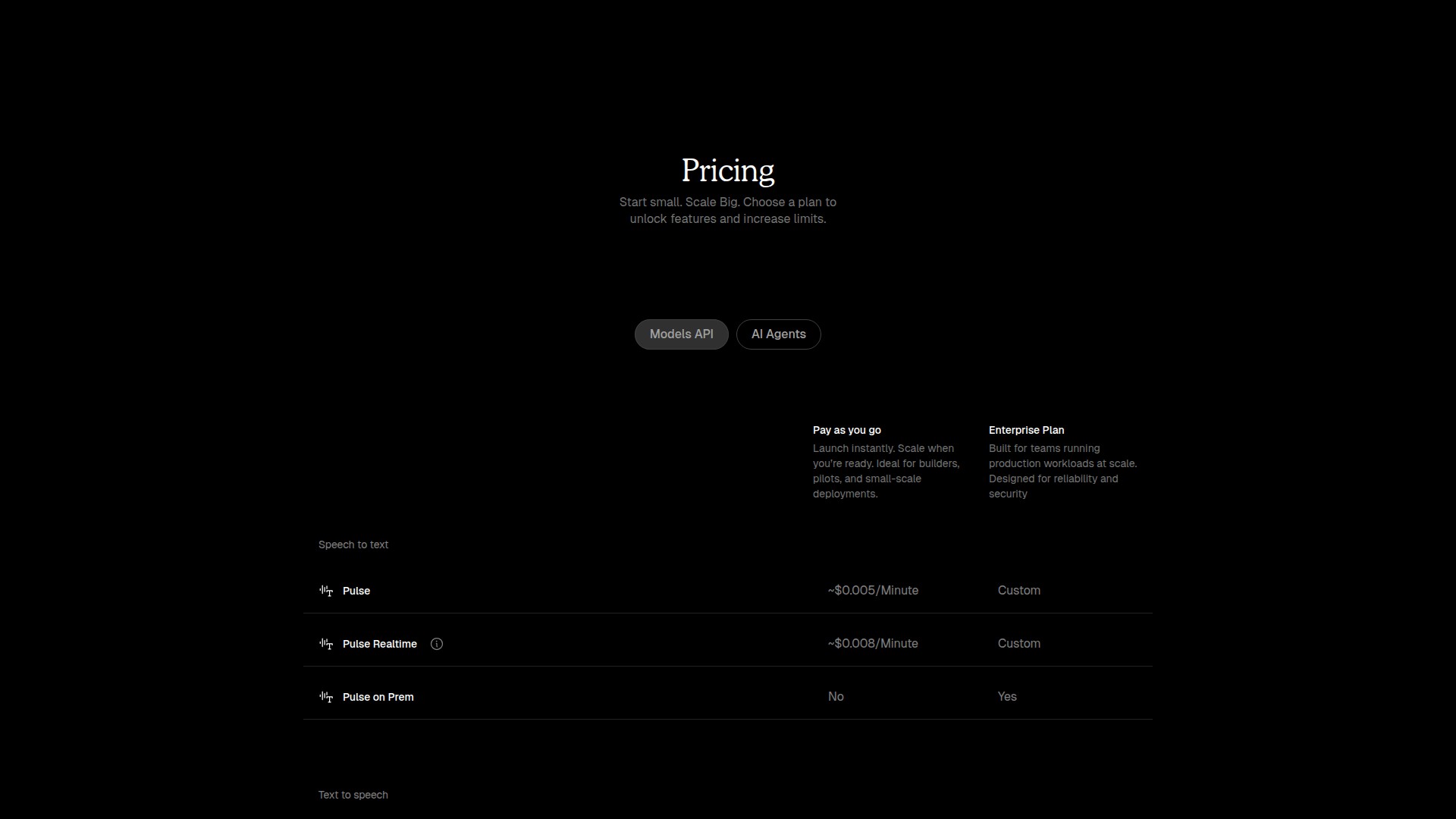 Smallest.ai pricing page showing Pro plan at $9 per month and Enterprise custom pricing